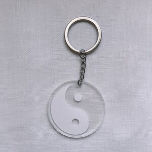 NEW Clear Yin Yang Keychain - Silver